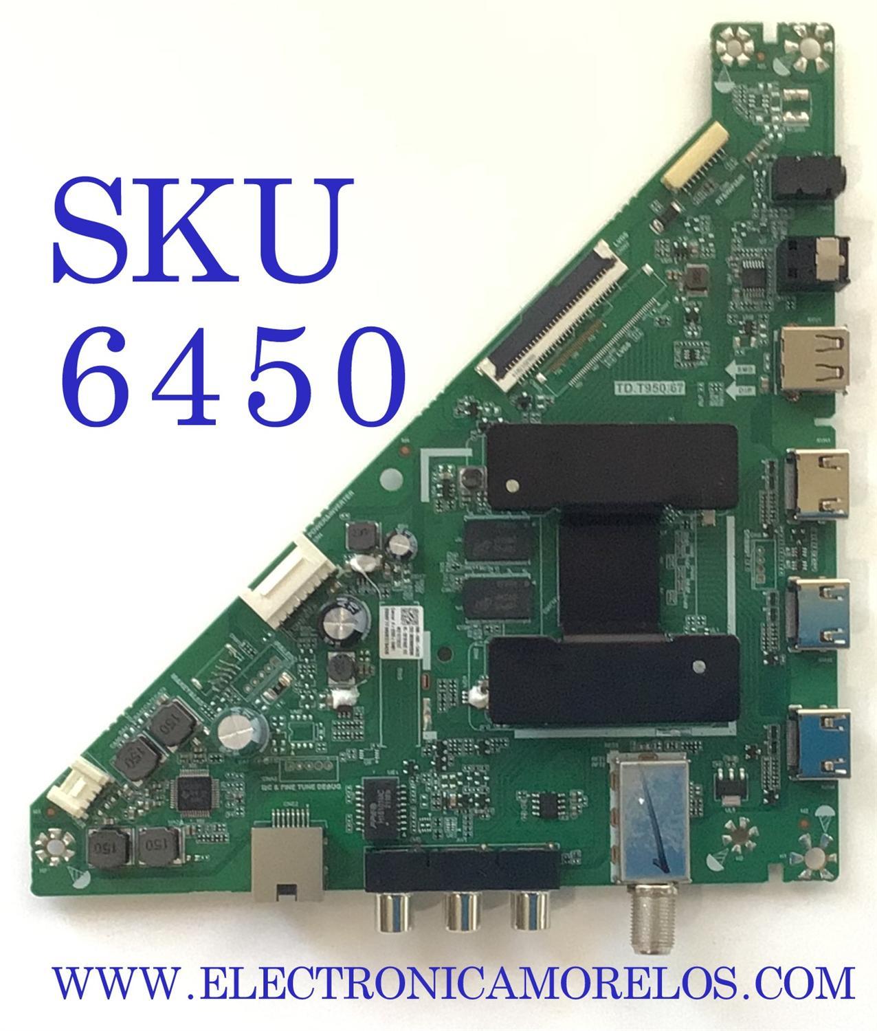 MAIN PARA TV INSIGNIA ORIGINAL / NUMERO DE PARTE 0980-0900-1540 / TD.T950.67 / 363266920395 / M21072037 / LBM500M0702 / DISPLAY HV320WHB-F55 REV.4.0 / MODELO NS-32F201NA22